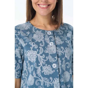 Халат  женский       трикотажный   на пуговицах  с коротким рукавом  голубой