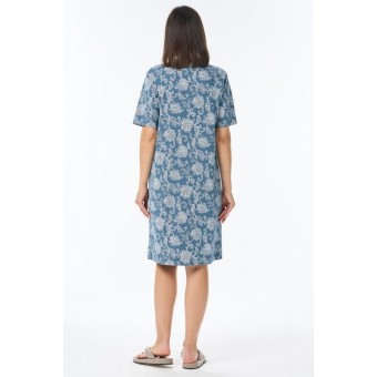 Халат  женский       трикотажный   на пуговицах  с коротким рукавом  голубой