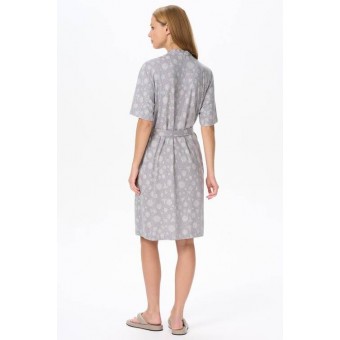 Халат  женский       трикотажный   с запахом  с коротким рукавом  серый