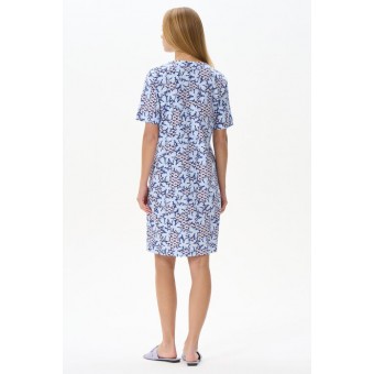 Халат  женский       трикотажный   на пуговицах  с коротким рукавом  синий