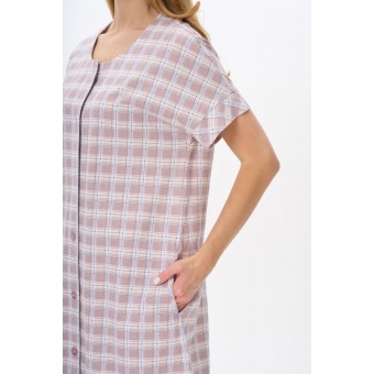 Халат  женский       трикотажный   на пуговицах  с коротким рукавом  розовый