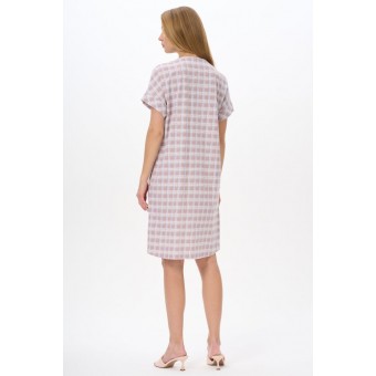 Халат  женский       трикотажный   на пуговицах  с коротким рукавом  розовый