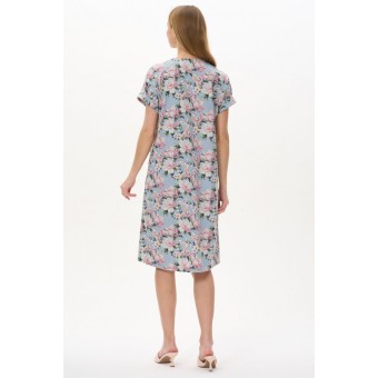 Халат  женский       трикотажный   на пуговицах  с коротким рукавом  голубой