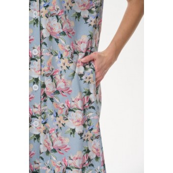 Халат  женский       трикотажный   на пуговицах  с коротким рукавом  голубой