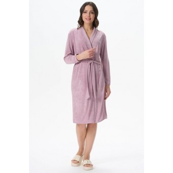 Халат  женский       трикотажный   с запахом  с длинным рукавом  розовый