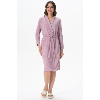 Халат  женский       трикотажный   с запахом  с длинным рукавом  розовый