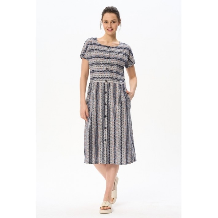 Халат женский трикотажный на пуговицах с коротким рукавом разноцветный