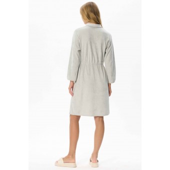 Халат  женский       из вискозы   на молнии  с длинным рукавом  серый
