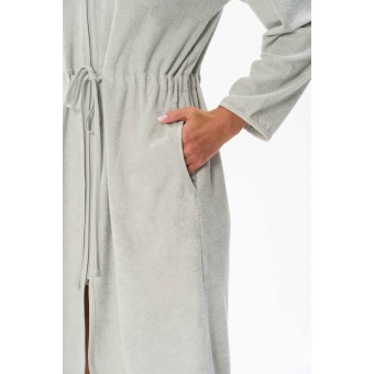 Халат  женский       из вискозы   на молнии  с длинным рукавом  серый