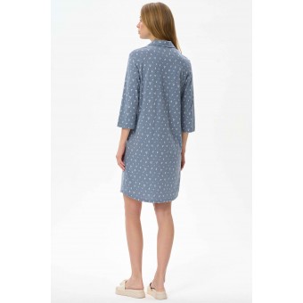 Халат  женский       трикотажный   на пуговицах  с рукавом 3/4  синий