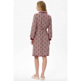 Халат  женский       трикотажный   с запахом  с длинным рукавом  бордовый