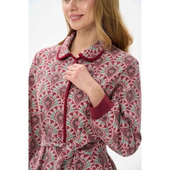 Халат  женский       трикотажный   с запахом  с длинным рукавом  бордовый