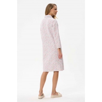 Халат  женский       трикотажный   на пуговицах  с длинным рукавом  Бежевый, Розовый