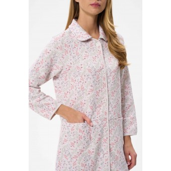 Халат  женский       трикотажный   на пуговицах  с длинным рукавом  Бежевый, Розовый
