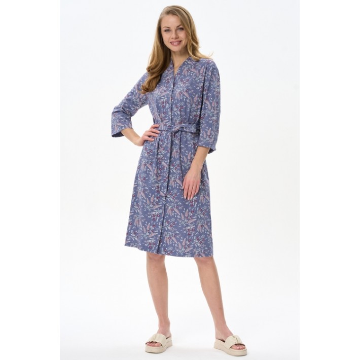 Халат женский трикотажный с запахом с рукавом 3/4 Сиреневый