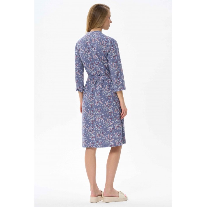 Халат женский трикотажный с запахом с рукавом 3/4 Сиреневый