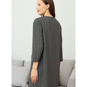 Халат  женский       трикотажный   на пуговицах  с рукавом 3/4  черный