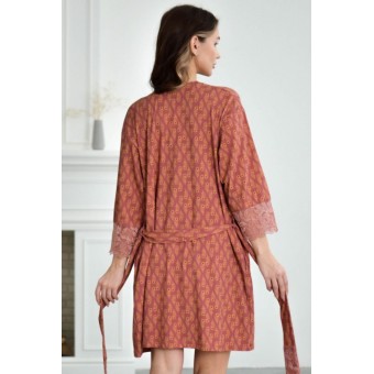 Халат  женский       трикотажный   с запахом  с рукавом 3/4  бордовый