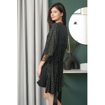 Халат  женский       трикотажный   с запахом  с рукавом 3/4  черный