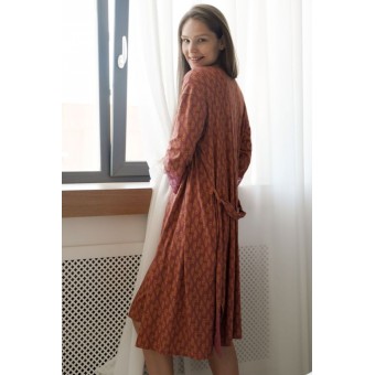 Халат  женский       трикотажный   с запахом  с рукавом 3/4  бордовый