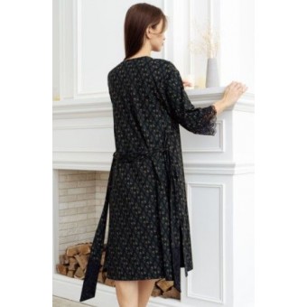 Халат  женский       модал   с запахом  с рукавом 3/4  черный