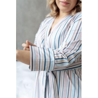 Халат  женский       трикотажный   с запахом  с рукавом 7/8  голубой