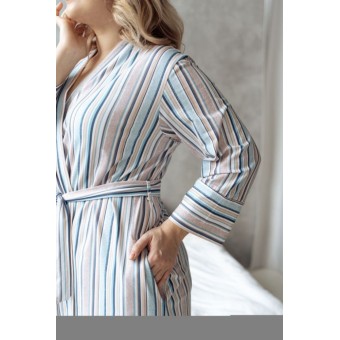 Халат  женский       трикотажный   с запахом  с рукавом 7/8  голубой