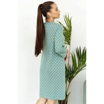 Халат  женский       трикотажный   на пуговицах  с рукавом 3/4  зеленый