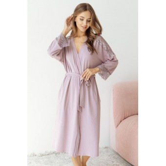 Халат  женский       модал   с запахом  с рукавом 3/4  фиолетовый
