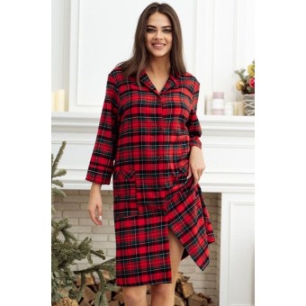 Халат  женский       трикотажный   на пуговицах  с рукавом 7/8  красный