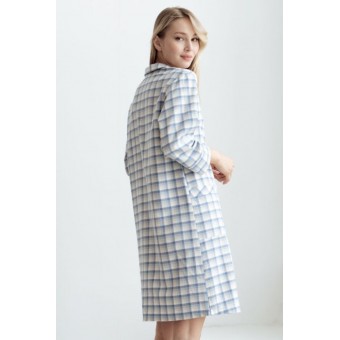 Халат  женский       трикотажный   на пуговицах  с длинным рукавом  голубой