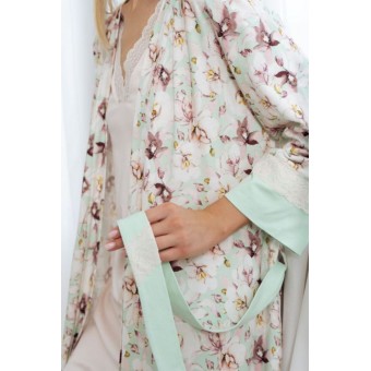 Халат  женский       трикотажный   с запахом  с рукавом 3/4  розовый