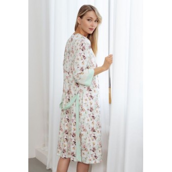 Халат  женский       трикотажный   с запахом  с рукавом 3/4  розовый