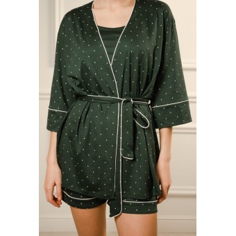 Халат  женский       модал   с запахом  с рукавом 1/2  зеленый