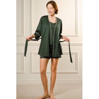 Халат  женский       модал   с запахом  с рукавом 1/2  зеленый