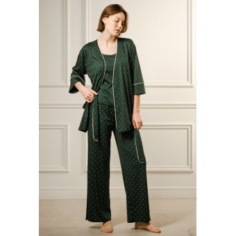 Халат  женский       модал   с запахом  с рукавом 1/2  зеленый