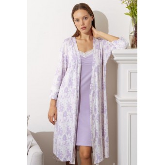 Халат  женский       трикотажный   с запахом  с рукавом 3/4       