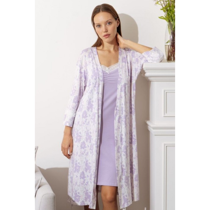 Халат женский трикотажный с запахом с рукавом 3/4