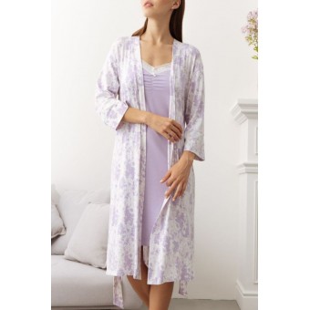 Халат  женский       трикотажный   с запахом  с рукавом 3/4       