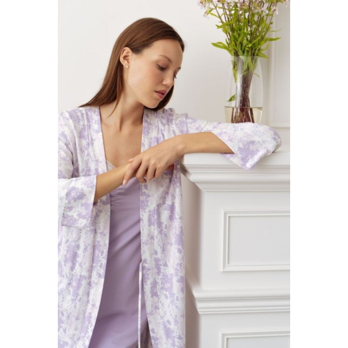 Халат женский трикотажный с запахом с рукавом 3/4