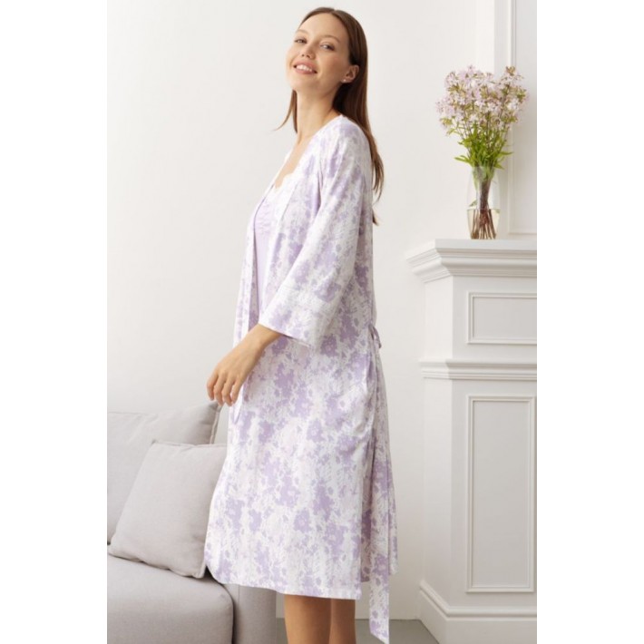 Халат женский трикотажный с запахом с рукавом 3/4