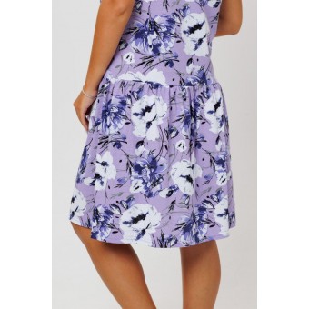 Халат  женский       из кулирки     с коротким рукавом  фиолетовый