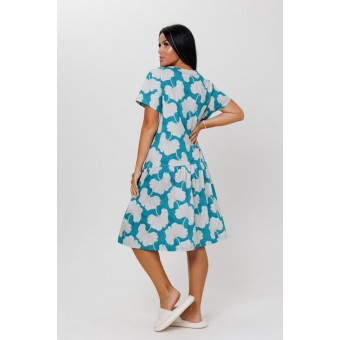 Халат  женский       из кулирки     с коротким рукавом  зеленый