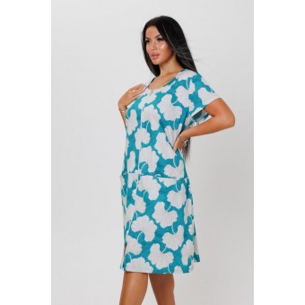 Халат  женский       из кулирки     с коротким рукавом  зеленый