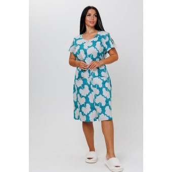 Халат  женский       из кулирки     с коротким рукавом  зеленый