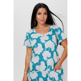 Халат  женский       из кулирки     с коротким рукавом  зеленый