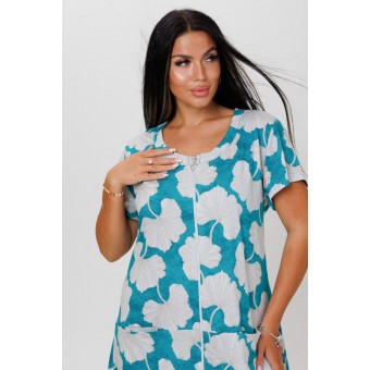 Халат  женский       из кулирки     с коротким рукавом  зеленый