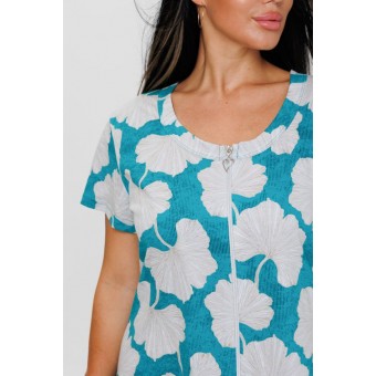 Халат  женский       из кулирки     с коротким рукавом  зеленый