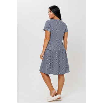 Халат  женский       из кулирки     с коротким рукавом  синий