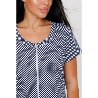 Халат  женский       из кулирки     с коротким рукавом  синий